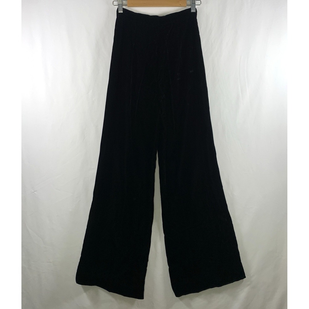 VTG 90s Handmade Womens High Rise Wide Leg Velvet Pants Size XS Tall Witchy Goth